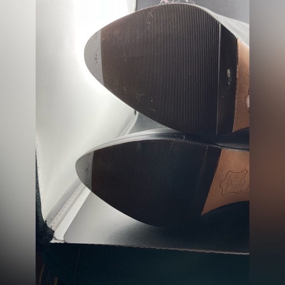 New Bally Vintage 80's Gray Suede Leather Tall Heeled Boots w/ Applique US 6    - Picture 8 of 13